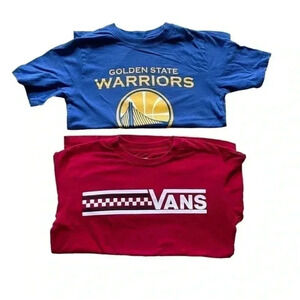 Vans Golden State Warriors Boys Cotton Long / Short Sleeves Bundle Tops SZ S